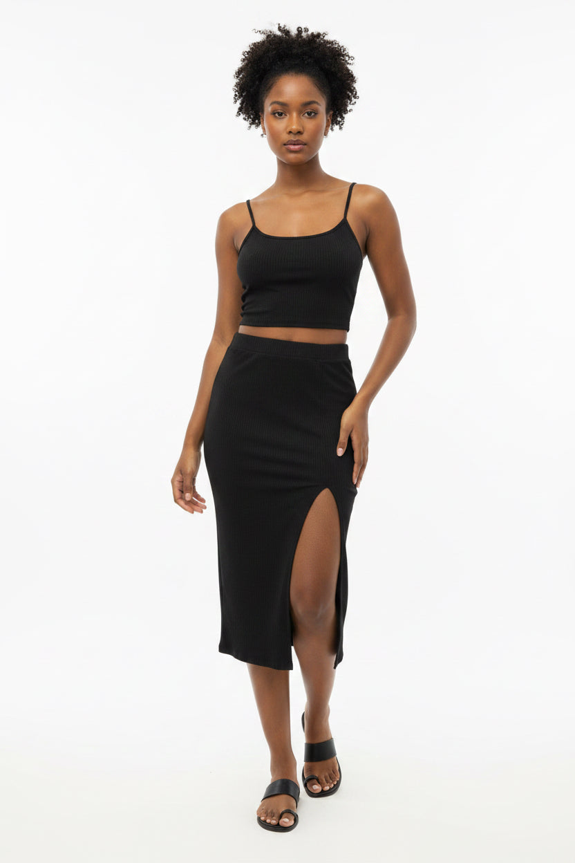 Midnight Muse Ribbed Two-Piece Set
