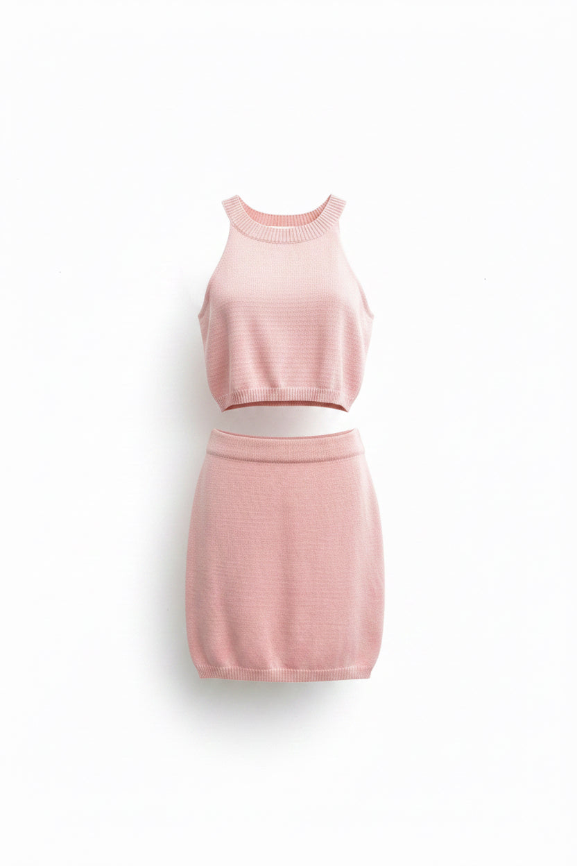 Blush Bliss Knit Two-Piece Skirt Set