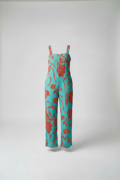 Mint Floral Printed Wide-leg Jumpsuit