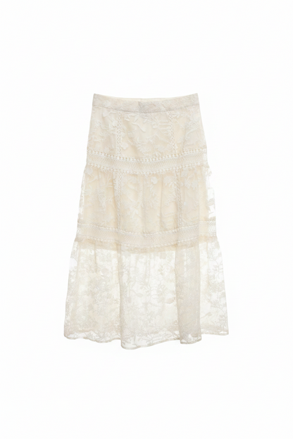 Ivory Garden Lace Midi Skirt