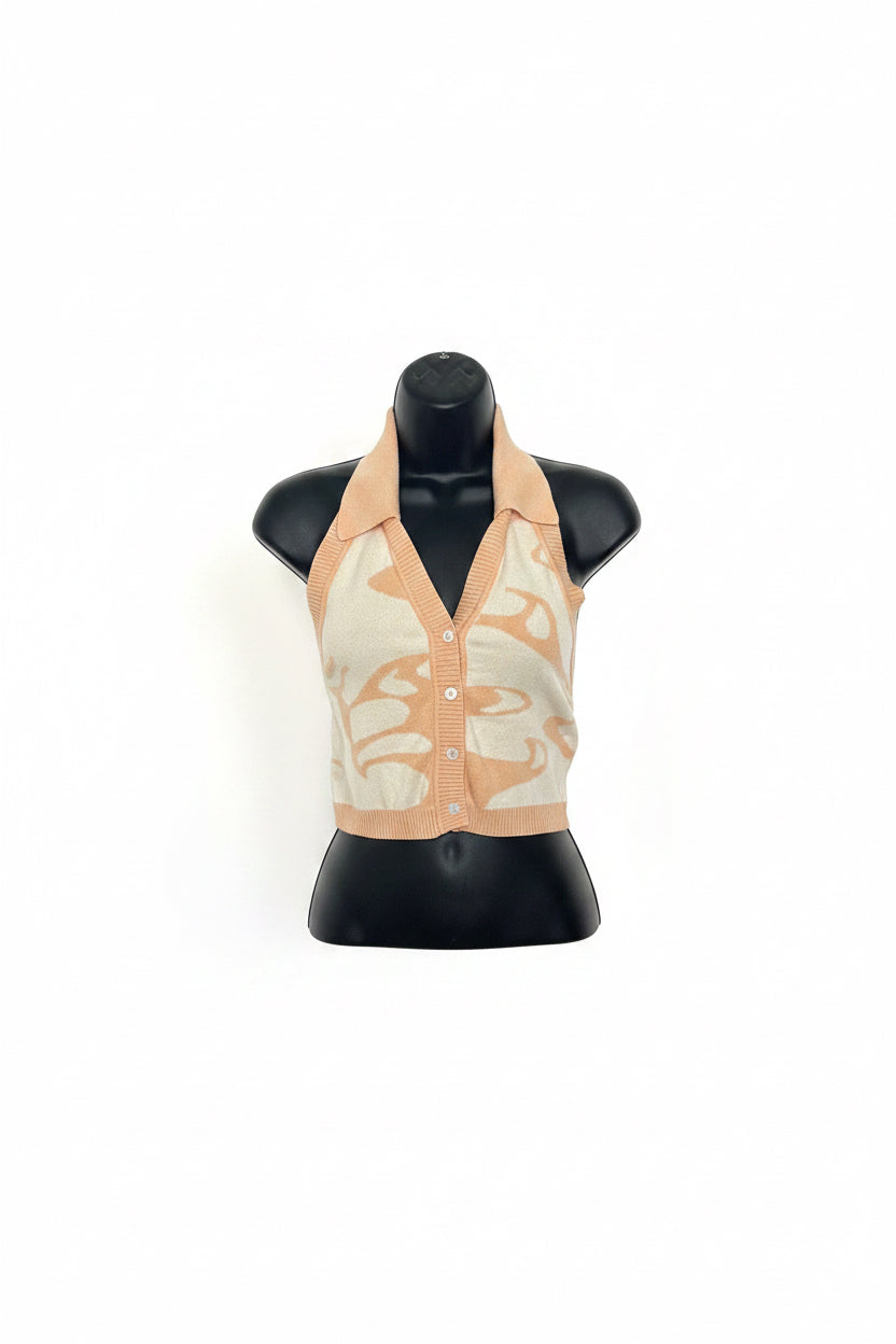 Sunset Breeze Knit Halter Crop Top