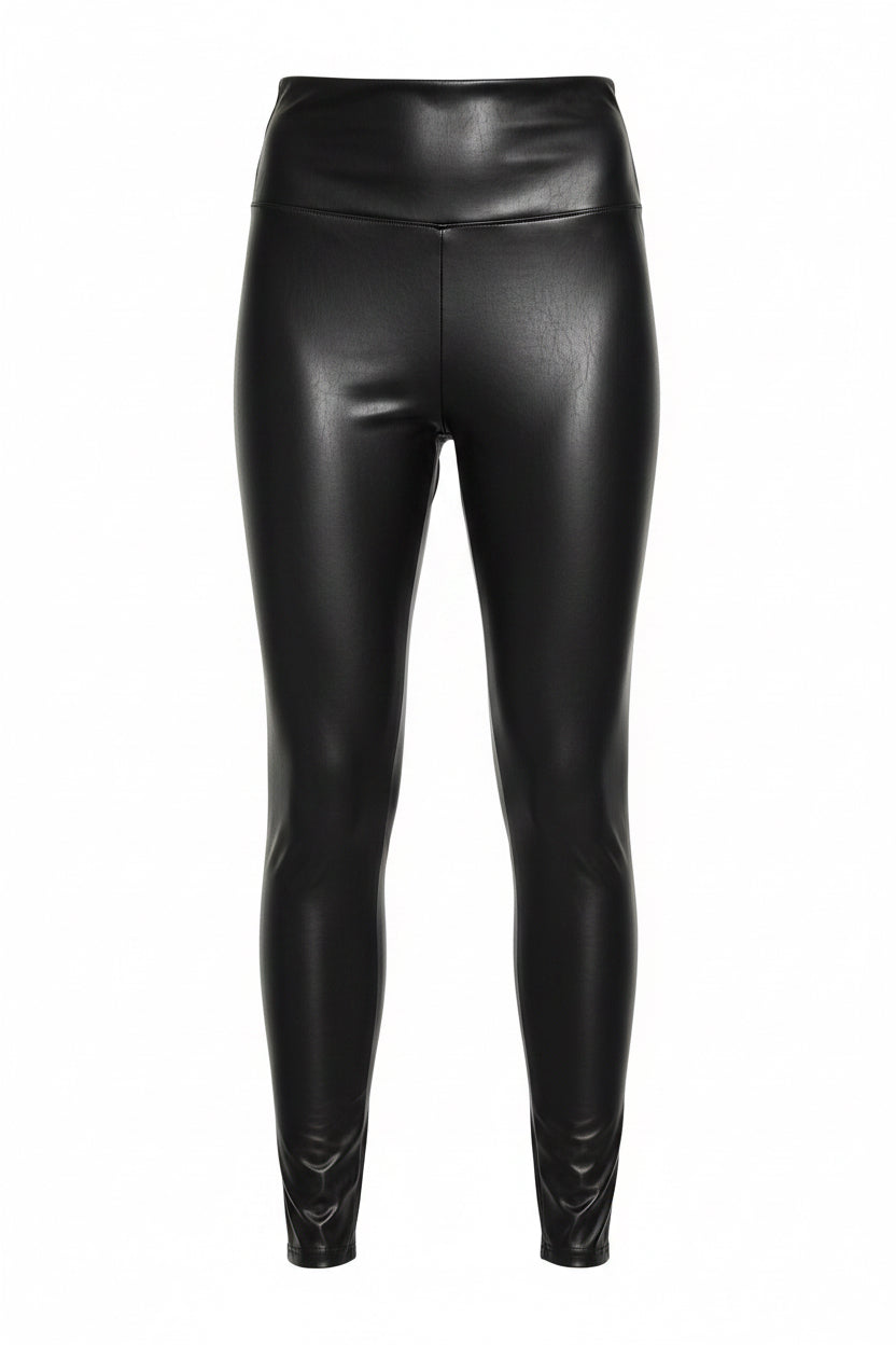 Midnight Luxe Vegan Leather High-Waisted Leggings