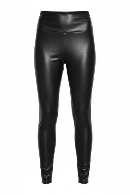 Midnight Luxe Vegan Leather High-Waisted Leggings