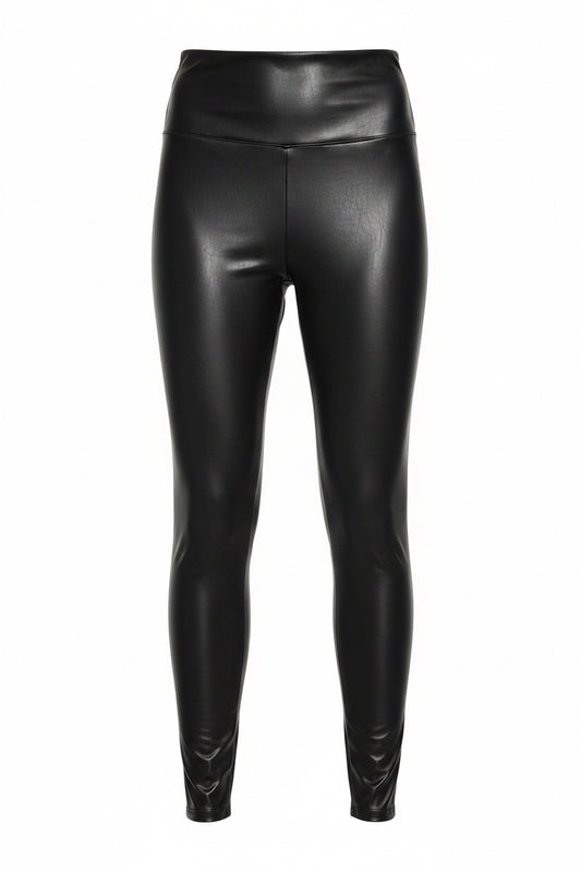 Midnight Luxe Vegan Leather High-Waisted Leggings