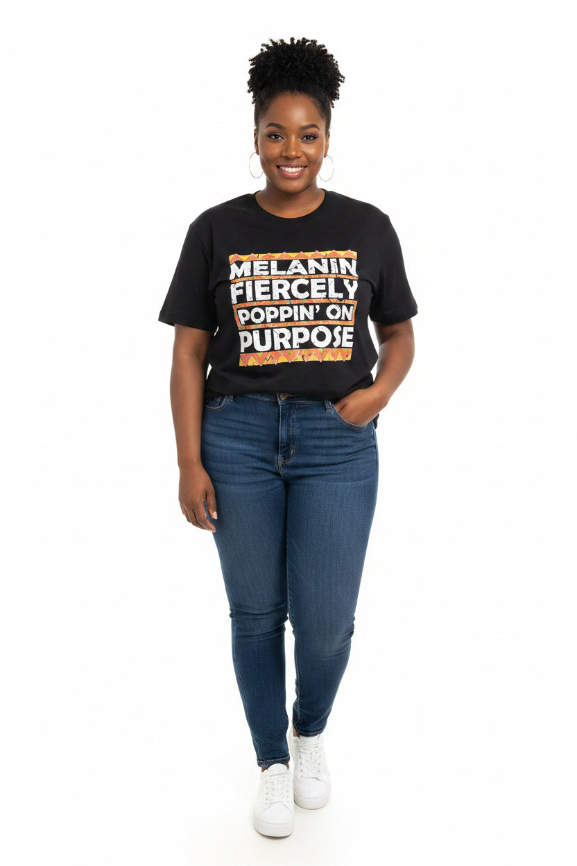Melanin Fiercely Poppin’ On Purpose Graphic Tee