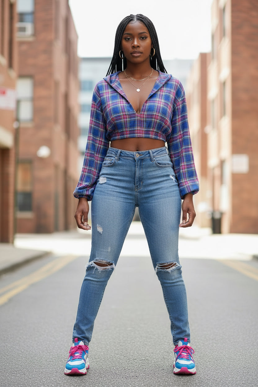 Cropped Plaid Top