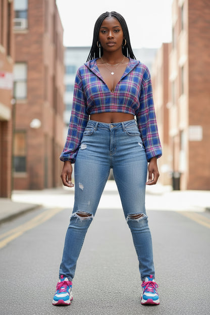 Cropped Plaid Top