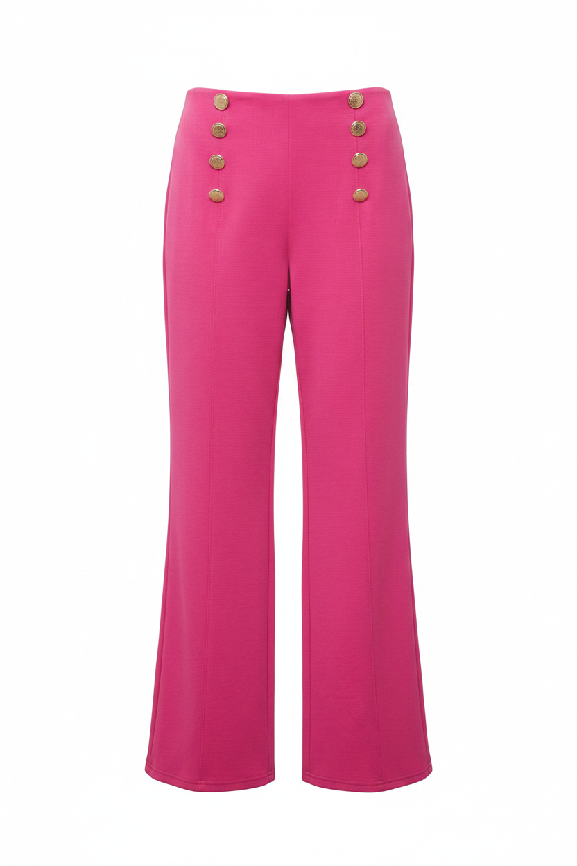 Executive Chic Button-Detail Flare Pants