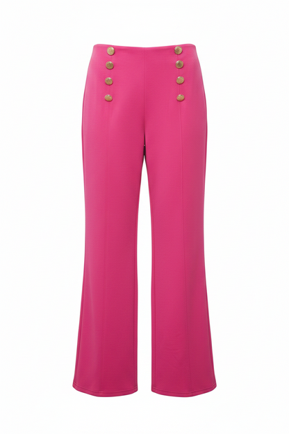 Executive Chic Button-Detail Flare Pants