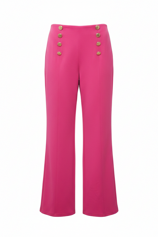 Executive Chic Button-Detail Flare Pants