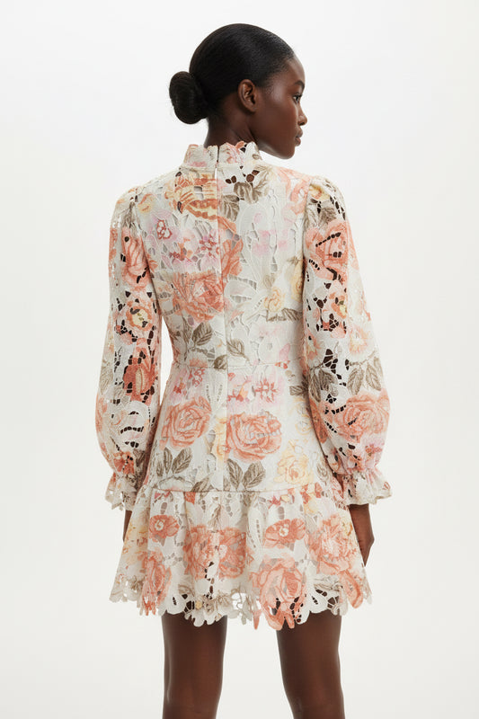 The Coral Bloom Mini Dress