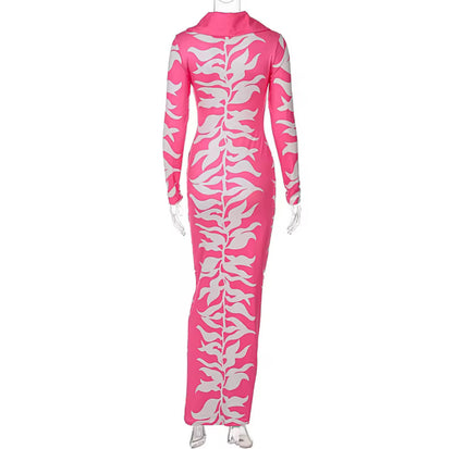 Zebra Printed Dress (Bright Pink)