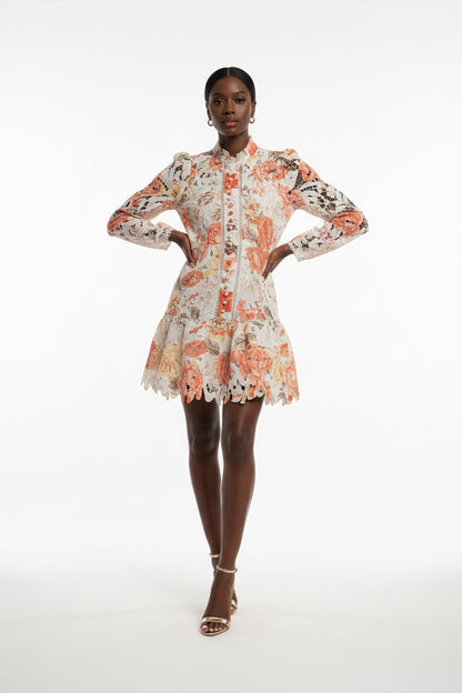 The Coral Bloom Mini Dress