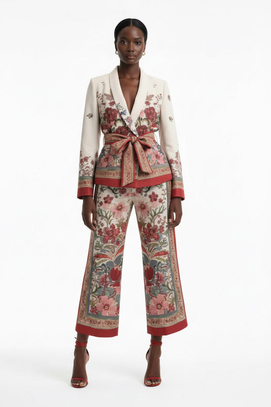 Elegant Floral Two-Piece Suit