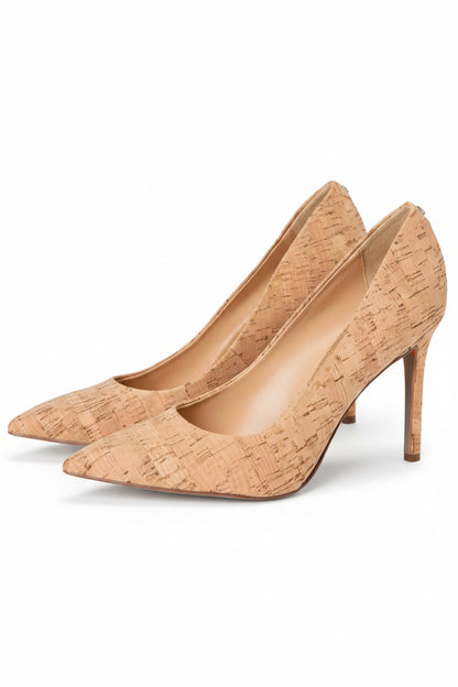 Cork-Textured Pointed-Toe Stiletto Pumps