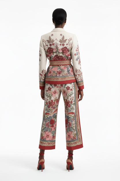 Elegant Floral Two-Piece Suit