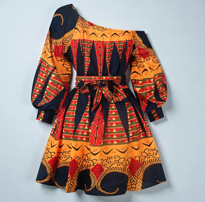 Afro Flare Printed Dress