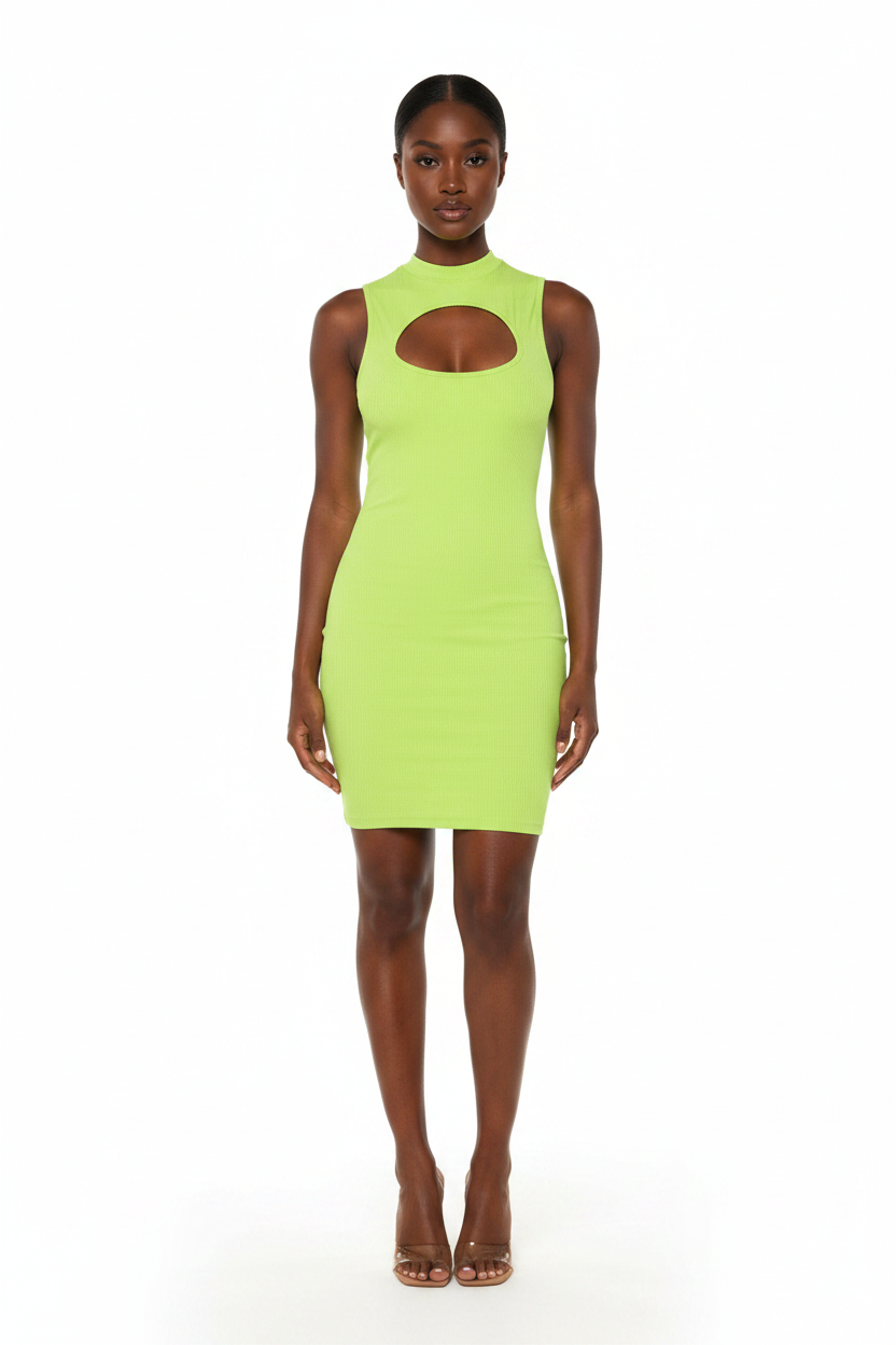 Cutout Ribbed Mini Dress