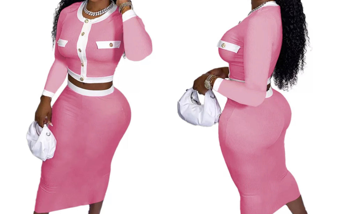 Classic White and Pink 2-Piece Set