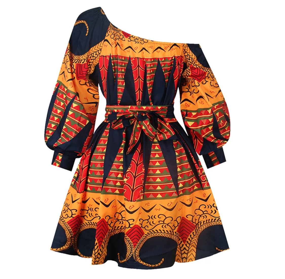 Afro Flare Printed Dress